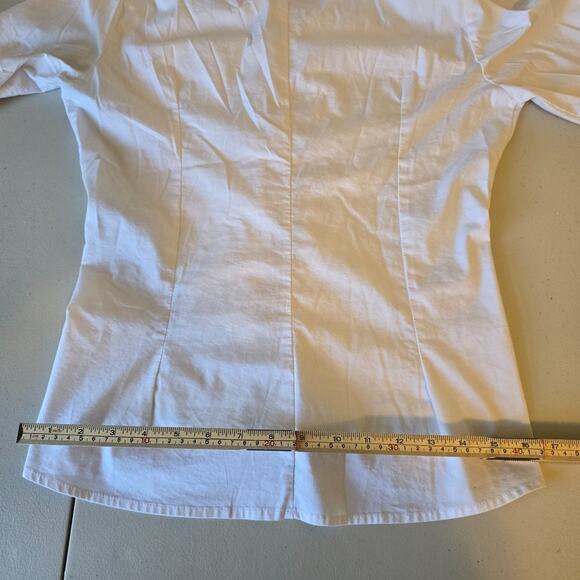 Signature by Larry Levine Button Down Blouse Women's L White Lace Accent - Picture 12 of 16